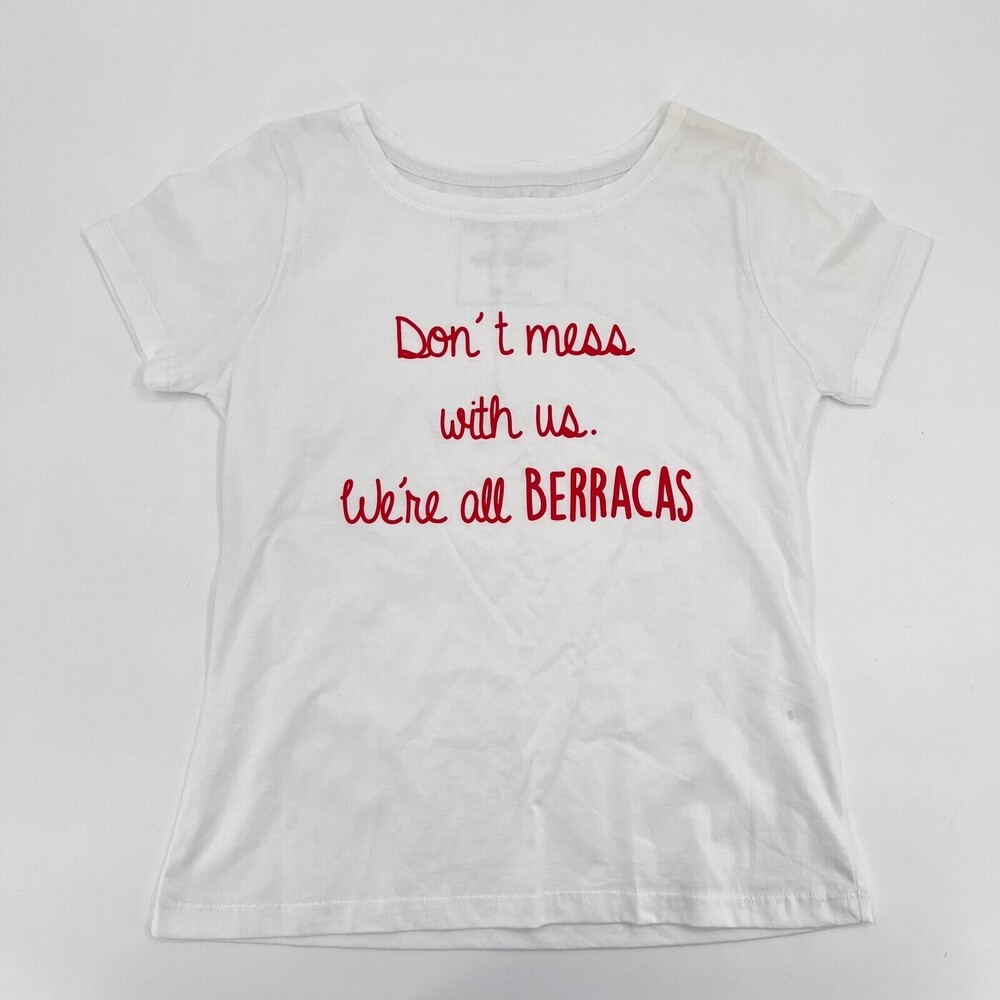 Peace of Mind Shirt Womens Medium White We're Berracas Slogan T-Shirt Crop